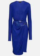 Tom Ford Leather-trimmed wrap dress