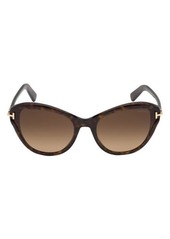 Tom Ford Leigh 62mm Gradient Cat Eye Sunglasses in Dark Havana /Gradient Brown at Nordstrom