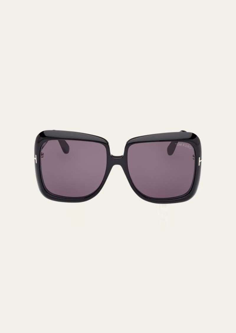 TOM FORD Lorelai Black Acetate Square Sunglasses