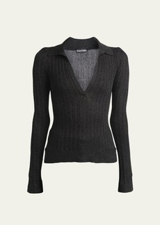 TOM FORD Lurex Knit Polo Sweater