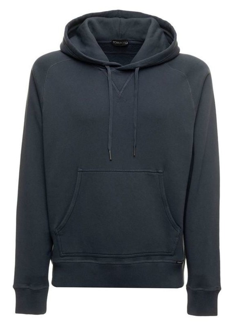 Tom Ford Man's Washed Blue Cotton Hoodie