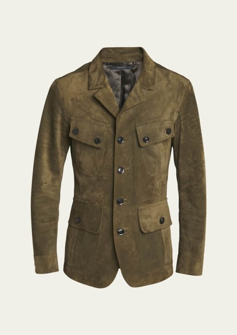 TOM FORD Men's Cashmere-Suede Sartorial Military Jacket