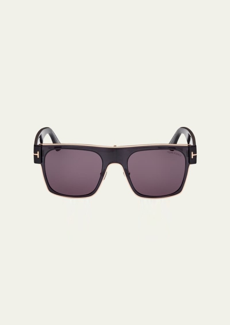 TOM FORD Men's Edwin Acetate and Metal Square Sunglasses