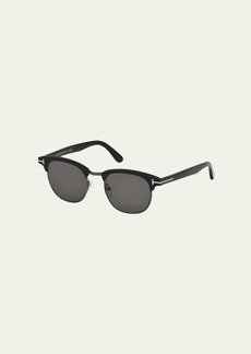 TOM FORD Men's Half-Rim Metal/Acetate Sunglasses - Silvertone Hardware
