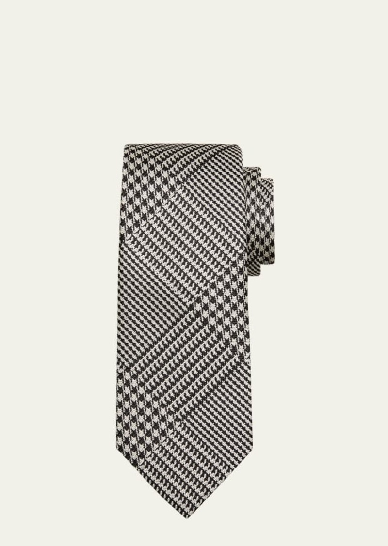TOM FORD Men's Mulberry Silk Houndstooth Plaid Tie