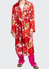 TOM FORD Men's Placed Oriental Floral-Print Silk Twill Robe