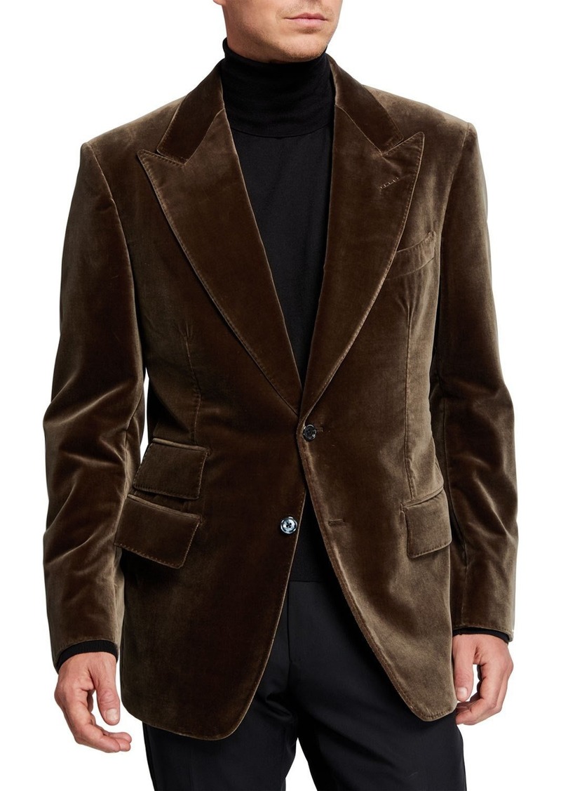 Tom Ford TOM FORD Men's Windsor Peak-Lapel Velvet Jacket | Outerwear