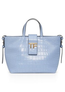 TOM FORD Mini East/West Croc Embossed Leather Tote in Pale Blue at Nordstrom