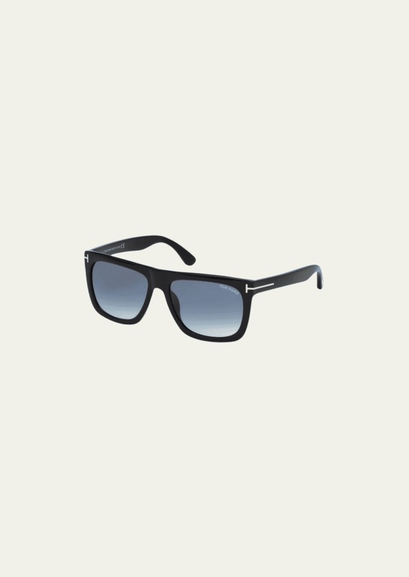 TOM FORD Morgan Thick Square Acetate Sunglasses  Black/Blue