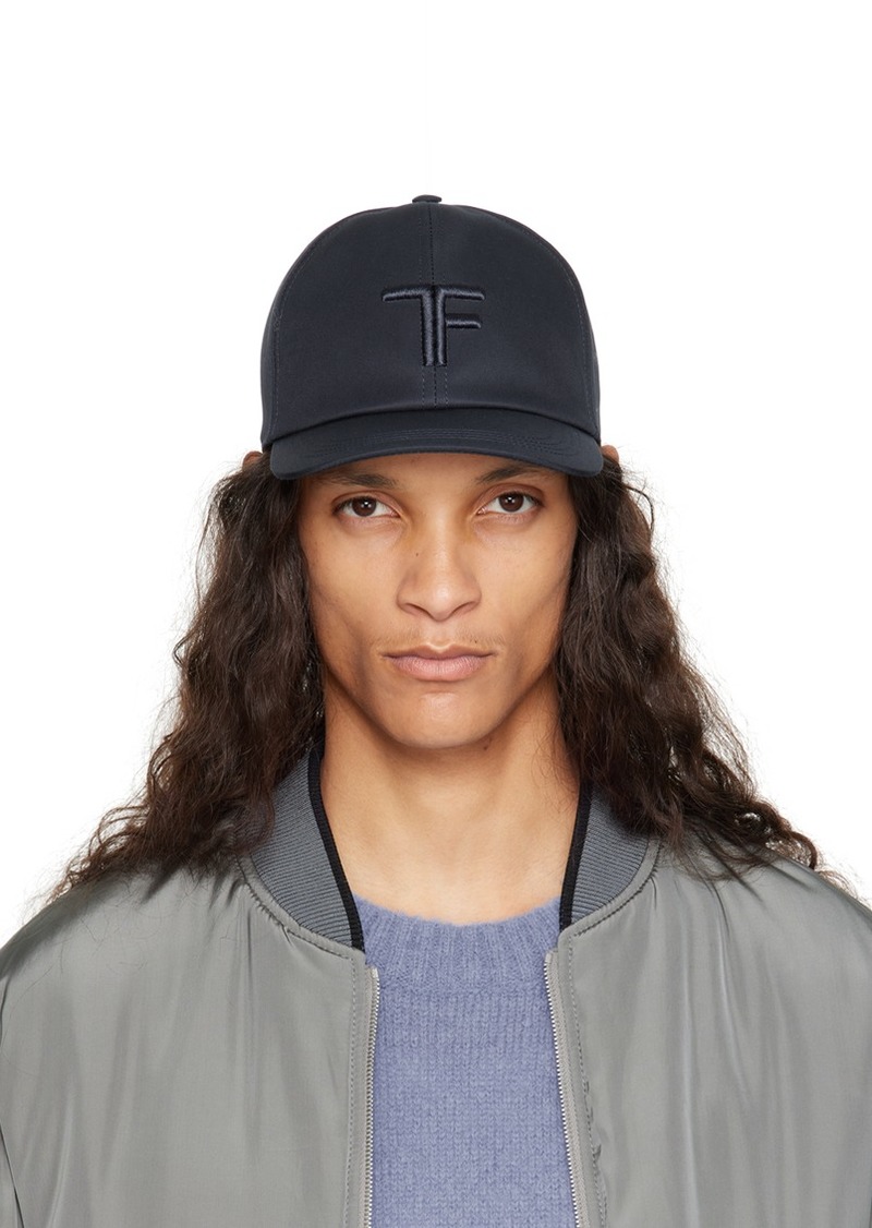 TOM FORD Navy Canvas & Smooth Leather Cap