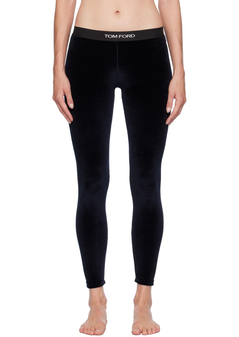 TOM FORD Navy Jacquard-Logo Leggings