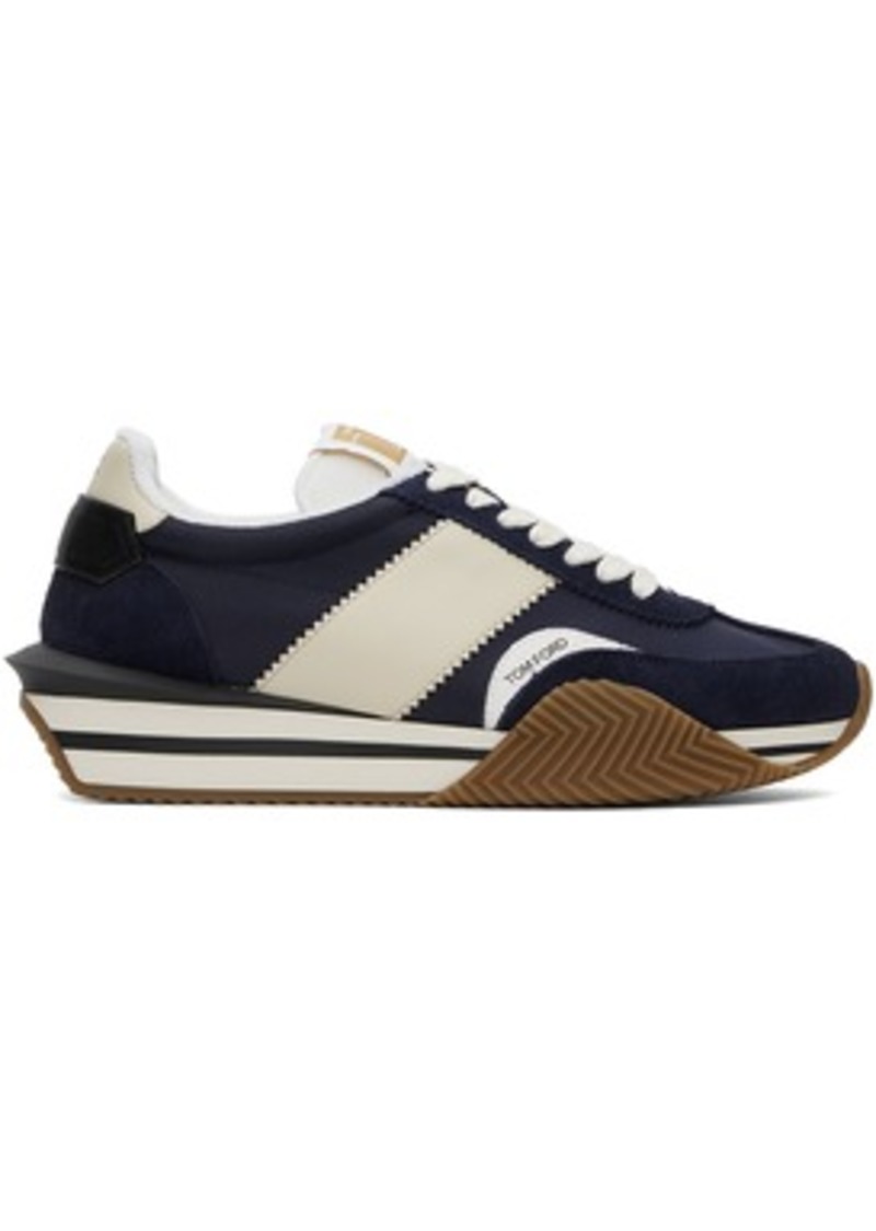 TOM FORD Navy Suede Technical Fabric James Sneakers