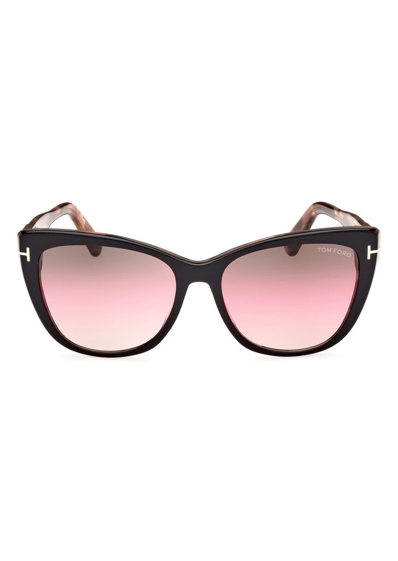 TOM FORD Nora 57mm Gradient Cat Eye Sunglasses in Black/Other /Gradient Brown at Nordstrom Rack