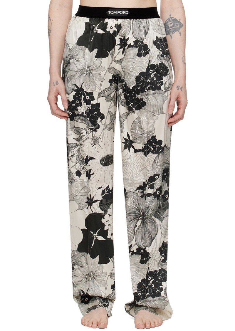 TOM FORD Off-White & Black Pinched Seam Lounge Pants