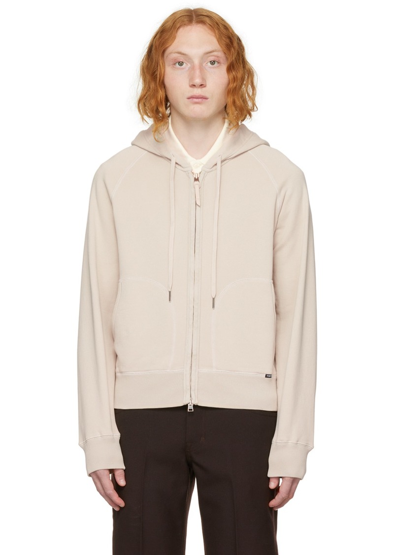 TOM FORD Off-White Garment-Dyed Hoodie