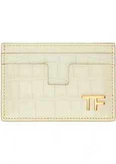 TOM FORD Off-White Shiny Stamped Croc TF Card Holder