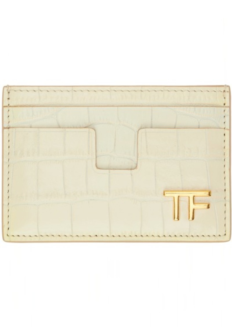 TOM FORD Off-White Shiny Stamped Croc TF Card Holder