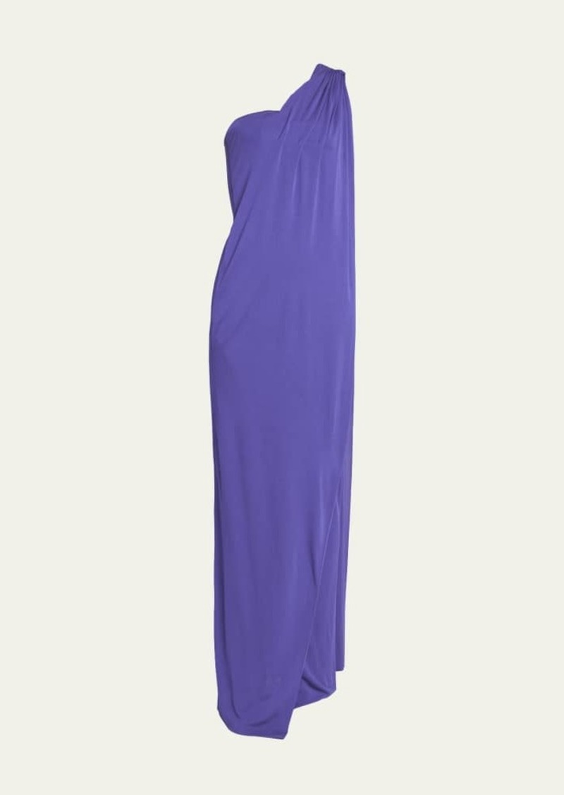 TOM FORD One-Shoulder Bustier Gown with Scarf Detail