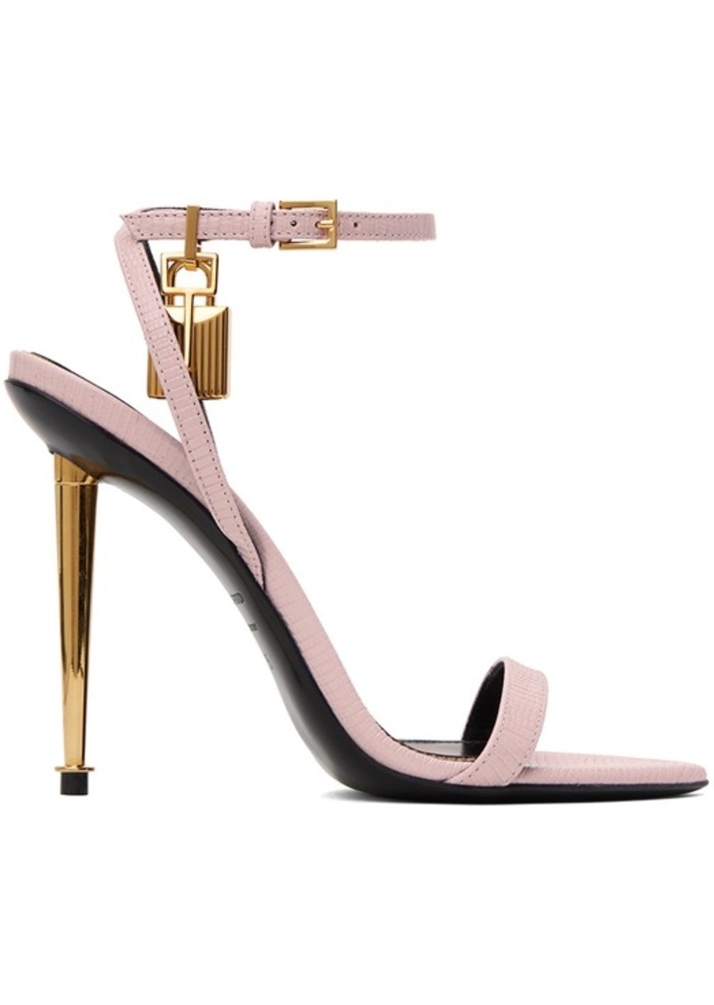 TOM FORD Pink Printed Lizard Pointy Naked Sandals