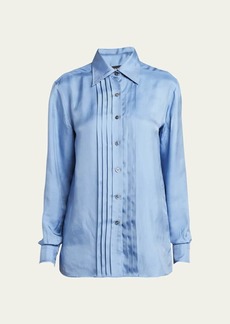 TOM FORD Pleated Silk Button-Front Blouse