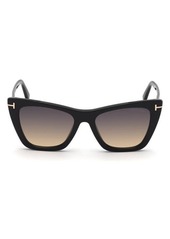 TOM FORD Poppy 53mm Cat Eye Sunglasses in Shiny Black/Smoke Gradient at Nordstrom