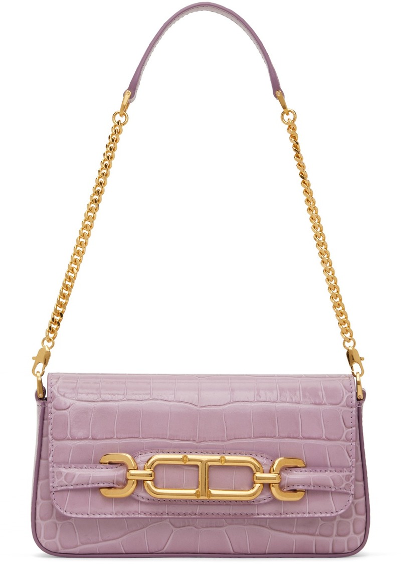 TOM FORD Purple Stamped Crocodile Whitney Mini Bag