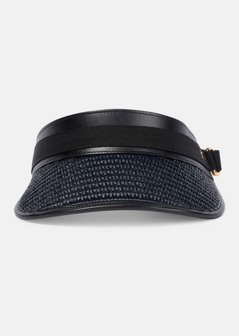 Tom Ford Raffia leather-trimmed visor