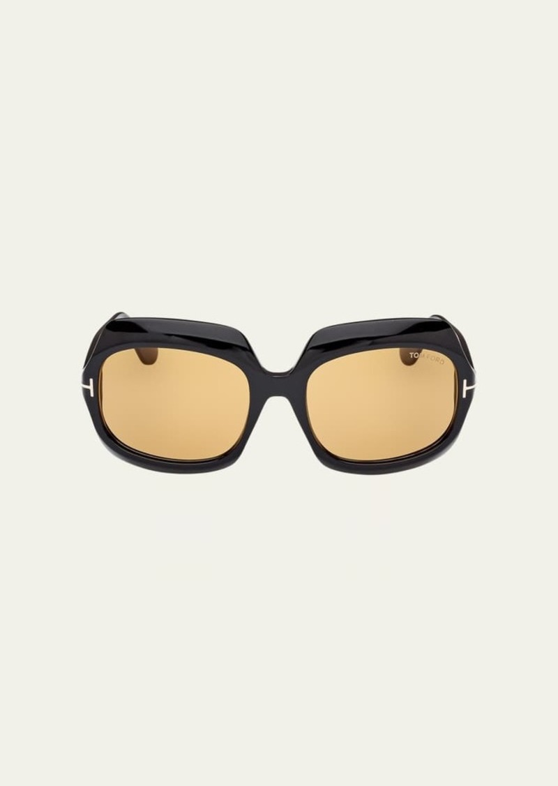 TOM FORD Ren Acetate Round Sunglasses