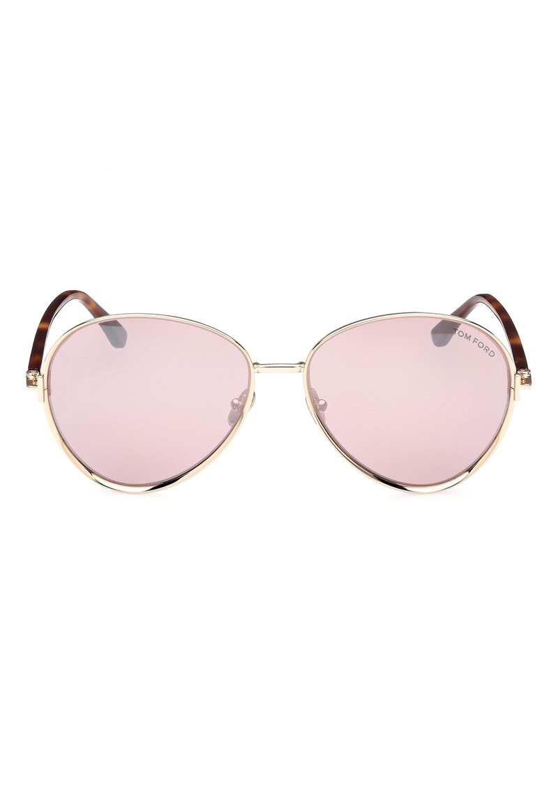 TOM FORD Rio 59mm Pilot Sunglasses in Gold/gradient Mirror Violet at Nordstrom Rack