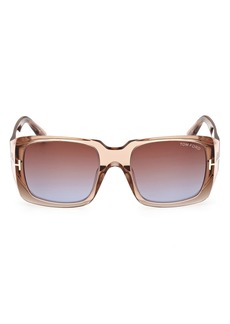 TOM FORD Ryder 51mm Square Sunglasses in Shiny Champagne /Brown Blue at Nordstrom Rack