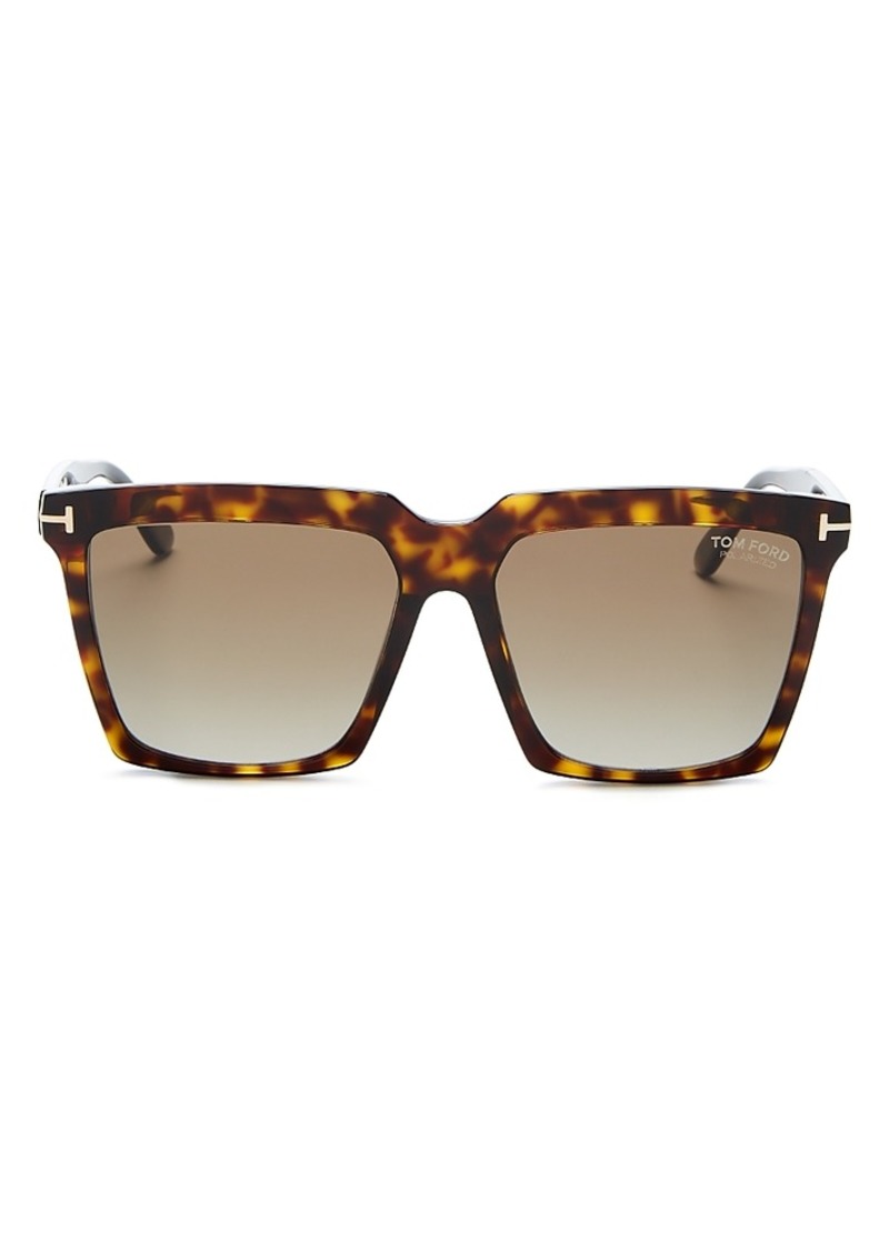 Tom Ford Sabrina Polarized Square Sunglasses, 58mm