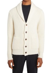 TOM FORD Shawl Collar Merino Wool & Silk Rib Cardigan