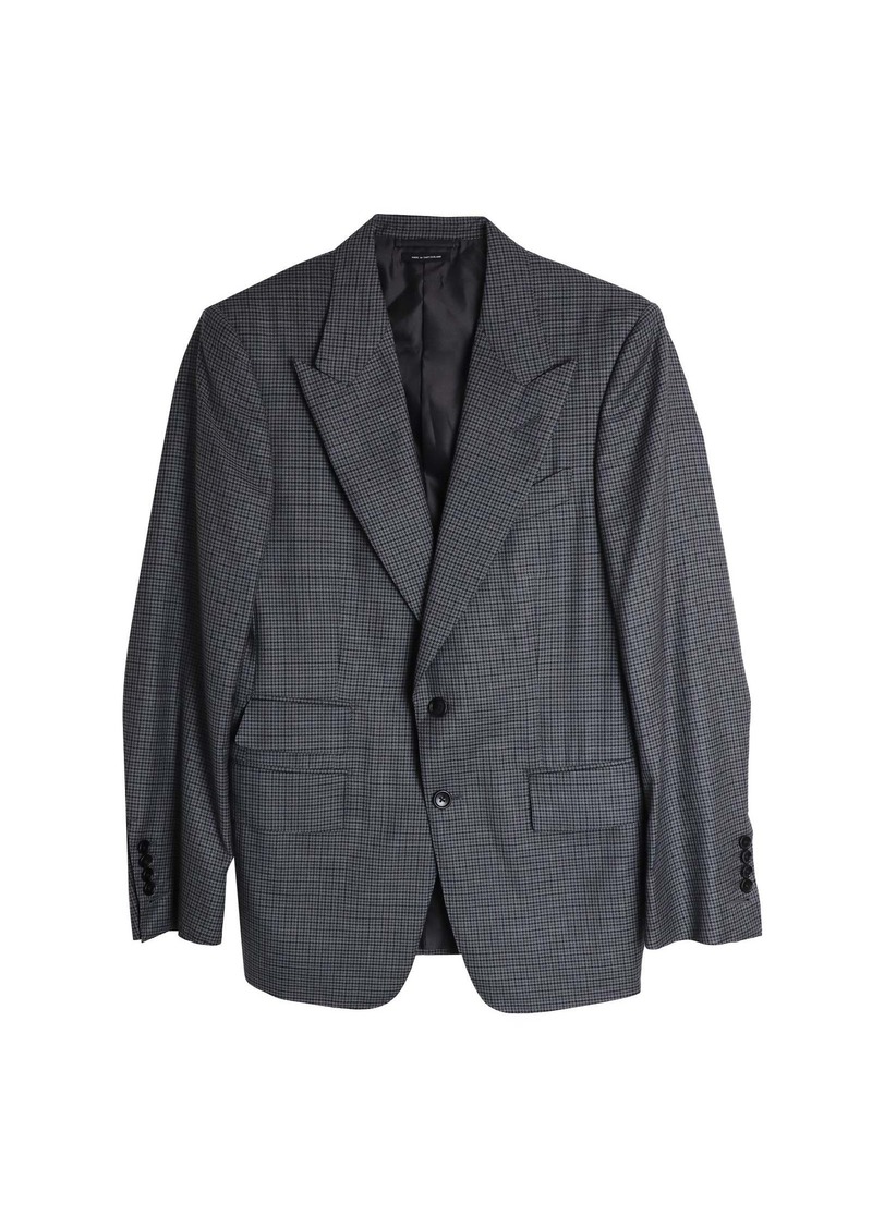 Tom Ford Shelton Micro-Houndstooth Dinner Jacket in Grey Wool