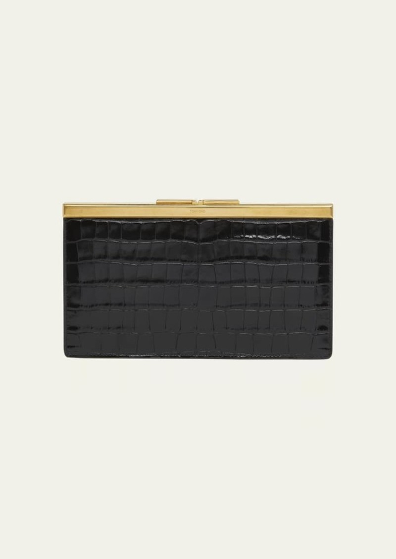 TOM FORD Shiny Croc-Embossed Crossbody Bag in Leather