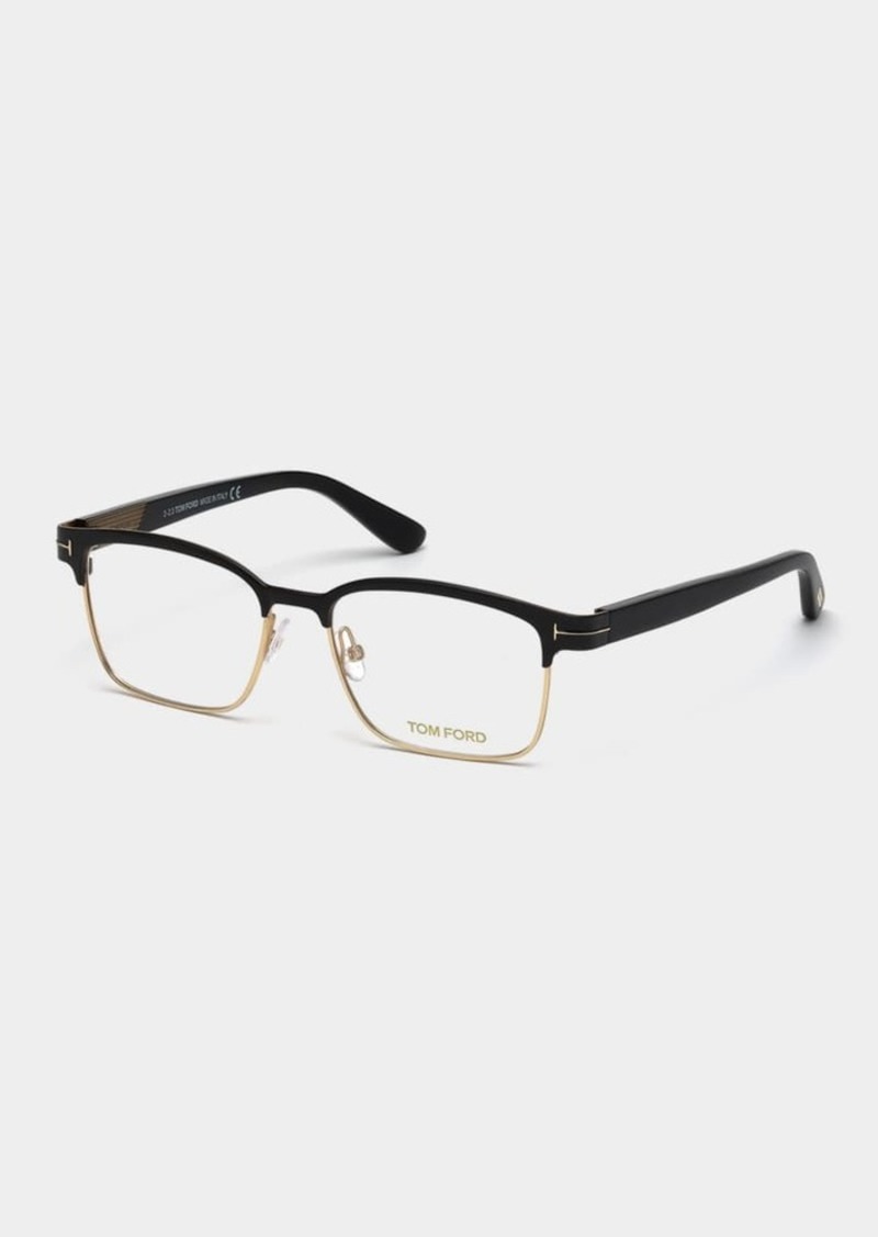 TOM FORD Shiny Metal Square Eyeglasses  Rose Gold/Black