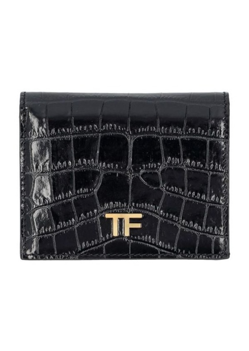 TOM FORD Shiny stamped crocodile leather wallet