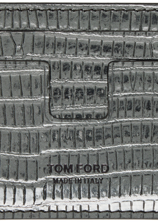 TOM FORD Silver Leather Card Holder