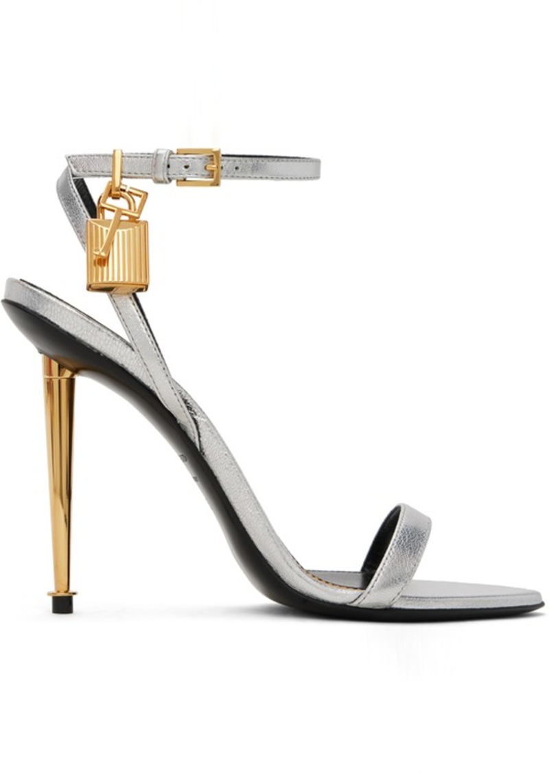 TOM FORD Silver Padlock Pointy Naked Heeled Sandals