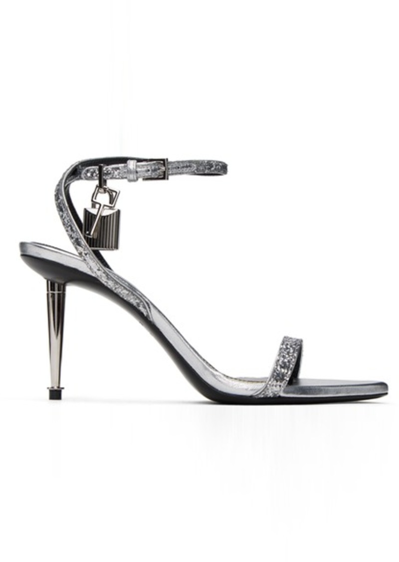 TOM FORD Silver Padlock Pointy Naked Heeled Sandals