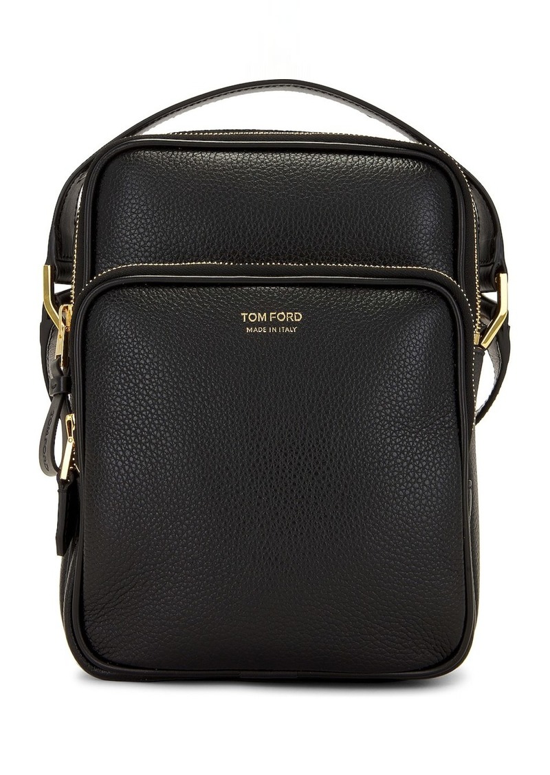 TOM FORD Soft Grain Leather Smooth Calf Leather Small Double Zip Messenger