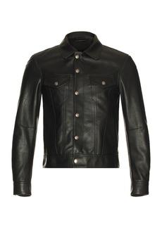 TOM FORD Soft Grain Leather Zip Jean Jacket
