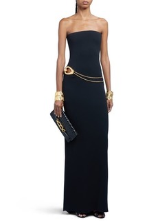 TOM FORD Stretch Sable Cutout Chain Detail Strapless Evening Dress