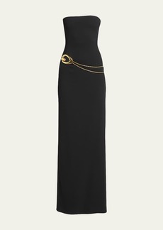 TOM FORD Stretch Sable Strapless Evening Dress with Cutout Detail