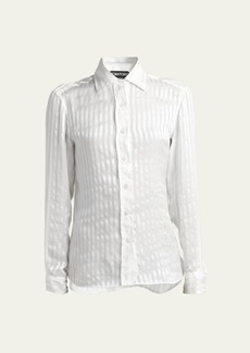 TOM FORD Striped Silk Button-Front Blouse