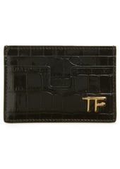 TOM FORD T-Line Croc Embossed Leather Card Case
