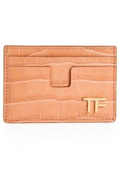 TOM FORD T-Line Croc Embossed Leather Card Case