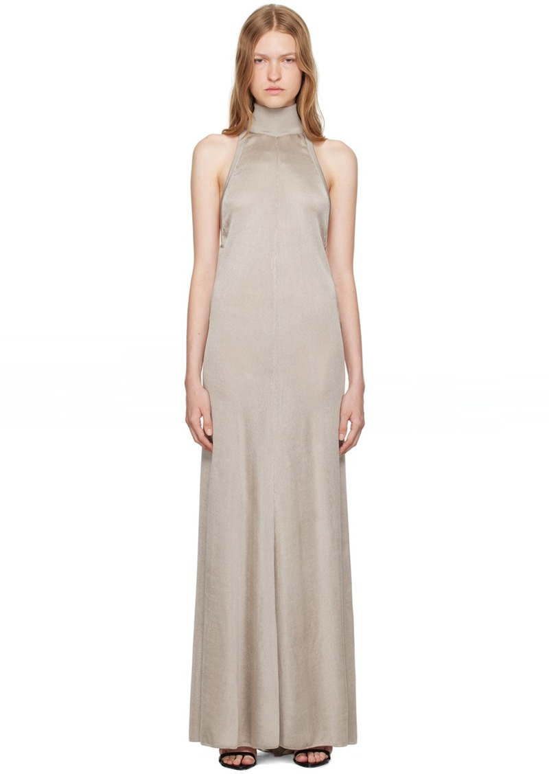 TOM FORD Taupe Halterneck Knit Evening Maxi Dress