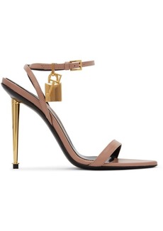 TOM FORD Taupe Shiny Leather Padlock Heeled Sandals