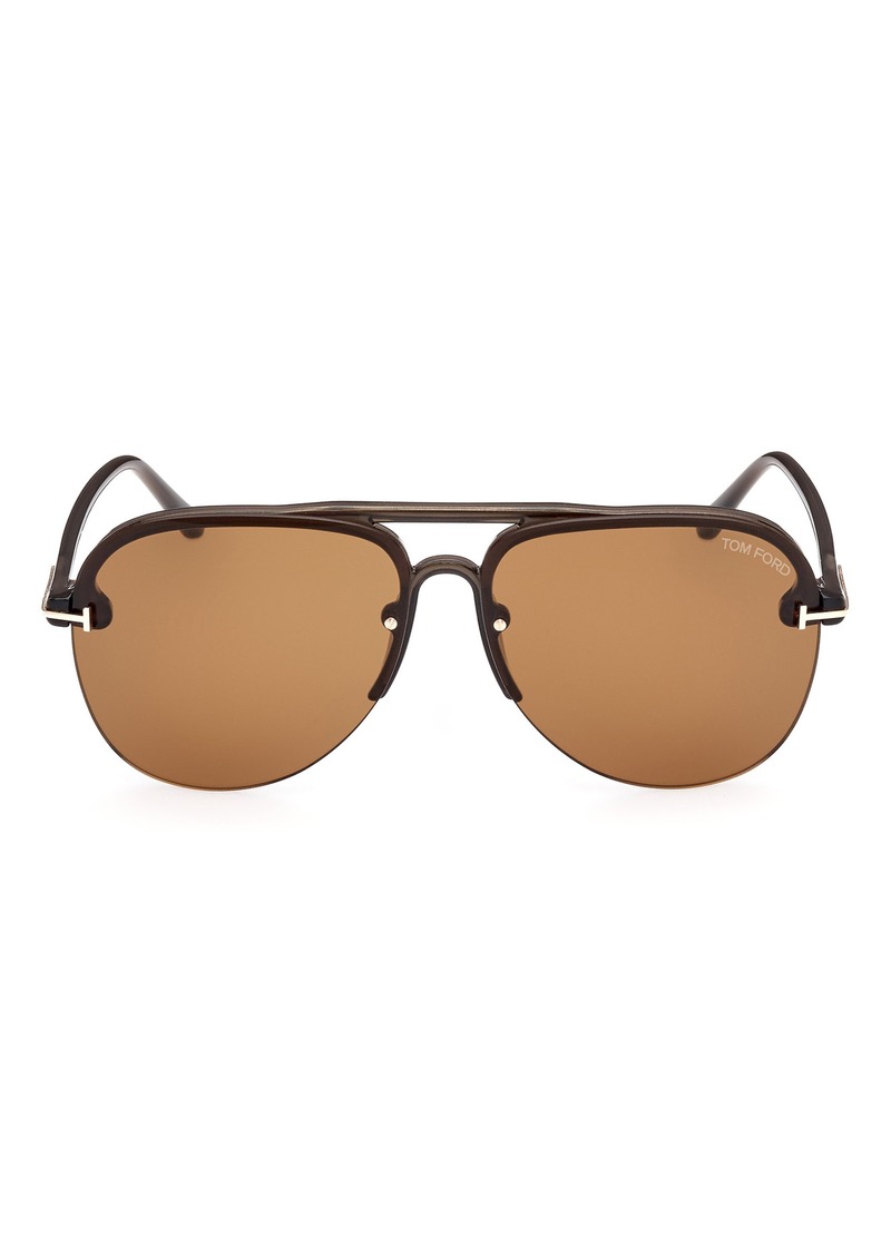 TOM FORD Terry 62mm Oversize Aviator Sunglasses in Mastic /Brown at Nordstrom Rack
