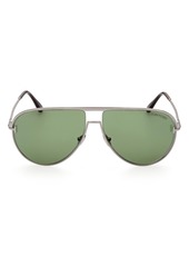 TOM FORD Theo 60mm Gradient Pilot Sunglasses in Shiny Dark Ruthenium /Green at Nordstrom Rack